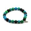 Bracelet - Matte Black Onyx + Chrysocolla - 8 Mm - Length 19-20 Cm - Unisex