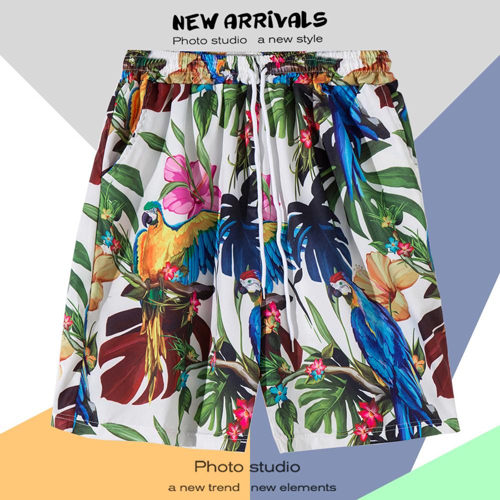 Hawaiian Summer Men Quick-drying Beachwear Plus Size Swimsuit Shorts Male Fashion Casual Loose Hawaii Printing Surf Board Shorts
