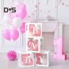 Balloon Box Reusable Clear Paper Box with Letter Stackable DIY Assembly 25 X 25cm Cube Box for Graduation Wedding Birthday Party Decor