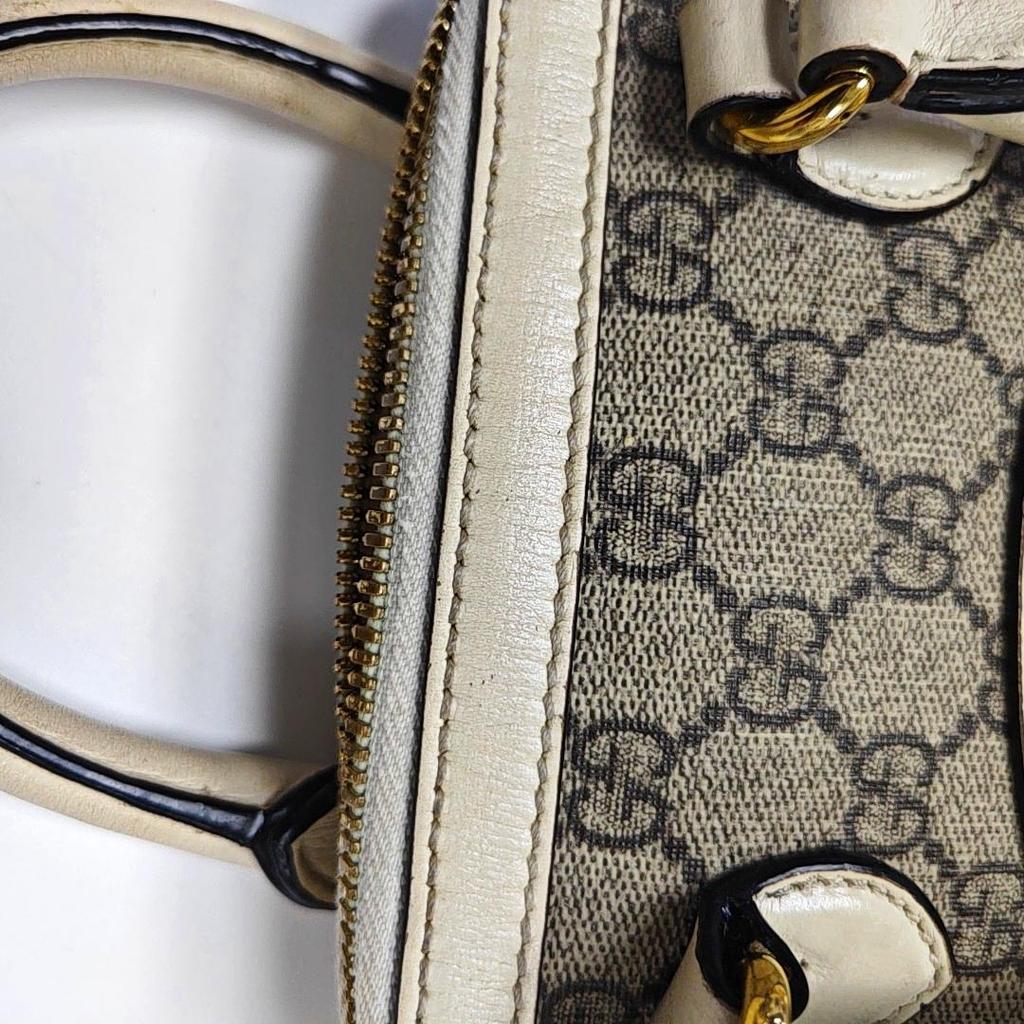 [Pre-Owned] Gucci Horsebit 1955 Mini Top Handle Bag 'GG Supreme/White' - Fair #1BSHVTV