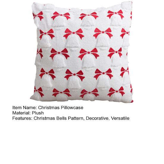 Christmas Pillowcase Festive Decorative Pillow Cover with Christmas Tree Bells Santa Claus Pattern Holiday Home Decor