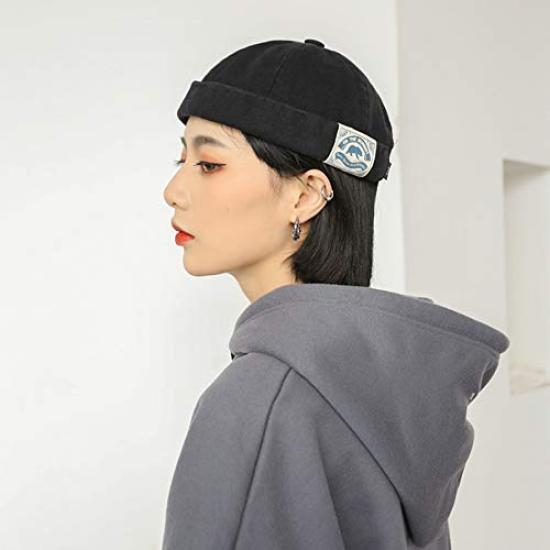 Croogo Бесшовный Рулонный Хлопок Выстиранный Мешковатый Круглый Хлопковый Утягивающий Часовой Однотонный Матросский Уличный Мужской Рыбацкий Колпак, Колпак, Колпак, Колпак, Лицо, Колпак,