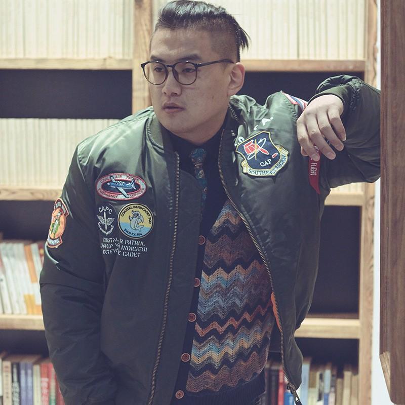Mens Winter Thickened MA-1 Pilot Jacket With Top Gun Patch Water-Resistant Military Style Bomber Coat