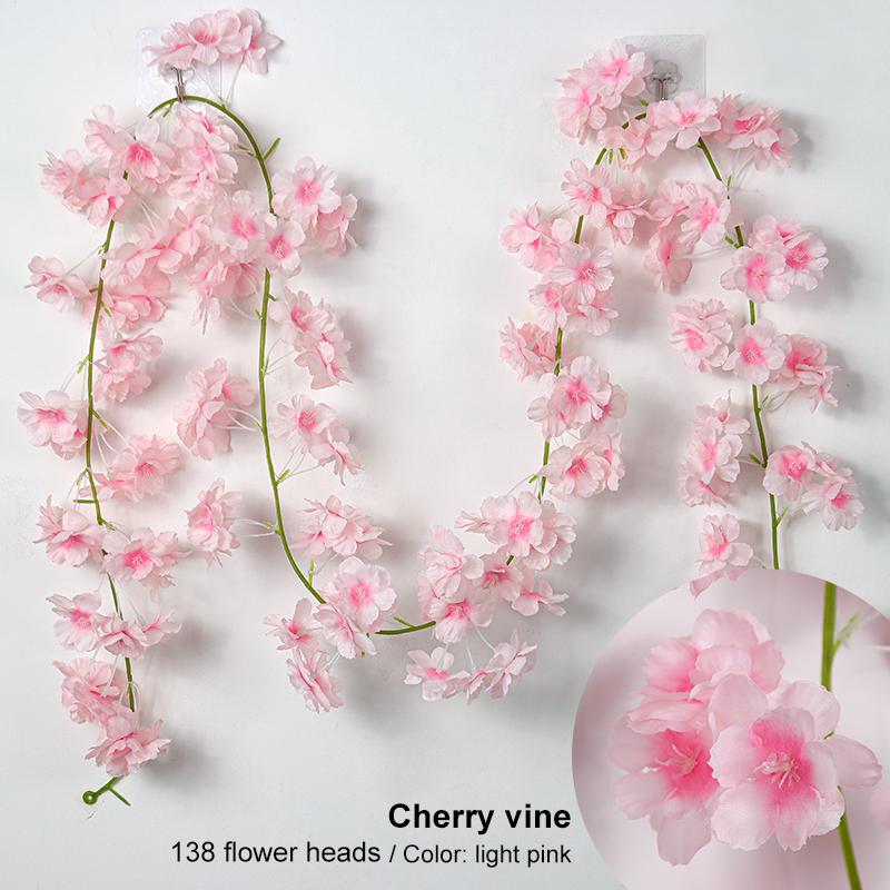 186 см искусственные цветы вишни, цветущая гирлянда, подвесная лоза, шелковая гирлянда сакуры для свадьбы, садовая арка, настенная домашняя вечеринка, декор
