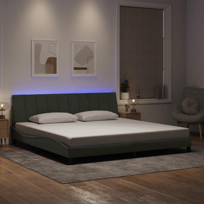 VidaXL Bed Frames with LED Lights, Upholstered Bed with Slat Base, Double Bed, Adult Bed, Modern, Light Grey 3213799