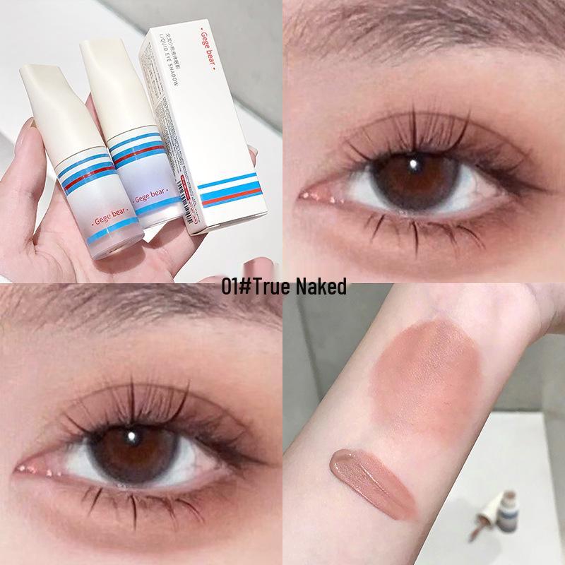 Gege Bear Liquid Eyeshadow - Subtle Shimmer, Low Saturation, No Smudge, Student-Friendly.