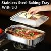 With Lid Roaster Pan Large Capacity Baking Tray Deepen Oven BBQ Plate Gas Induction Cooker