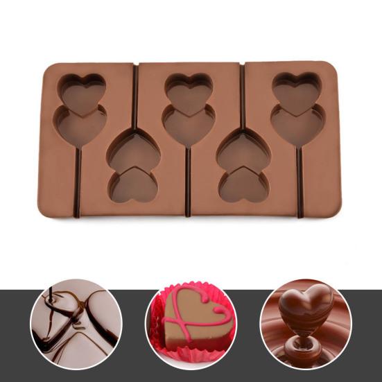 Силиконовая конфета с 5 сетками без двойного сердца в форме шоколадного печенья Lolly Cookie Candy