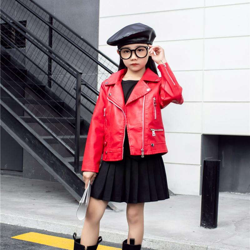 Детская одежда для мальчиков и девочек, весенне-осенняя кожаная куртка с отложным воротником, детская мотоциклетная куртка в корейском стиле