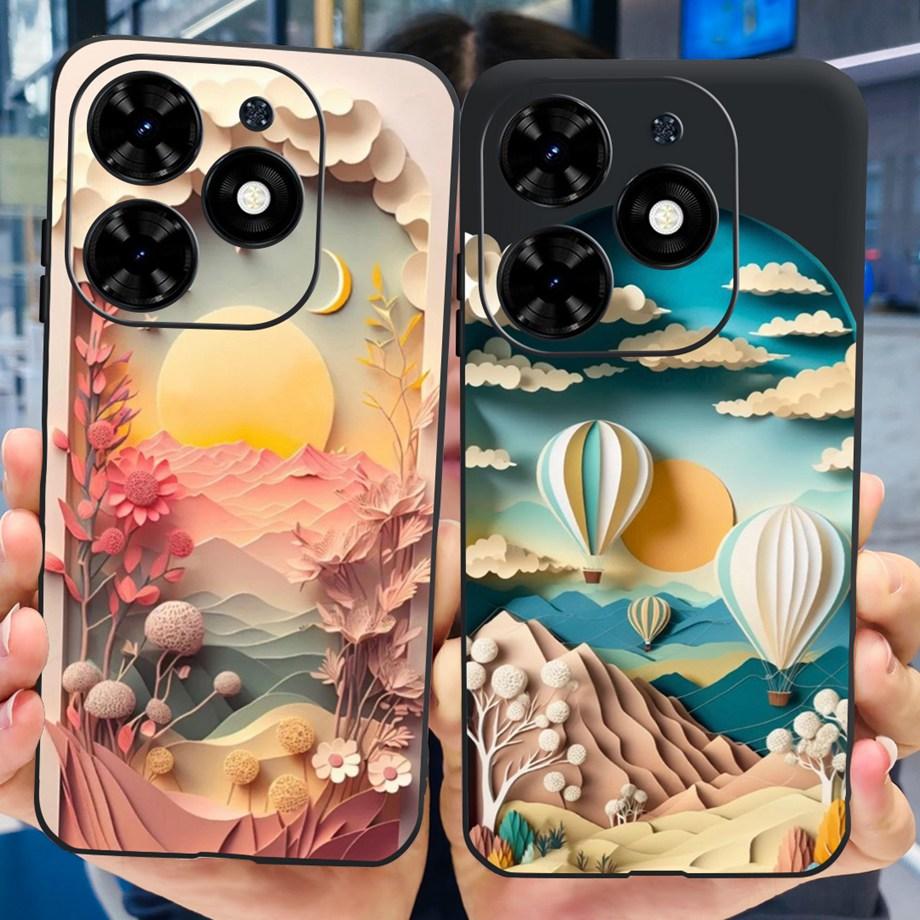 For Tecno Spark GO 2024 2023 2022 Case Soft TPU Silicone Clear Bumper Coque BG6 BF7n KG5 Fundas Marble Space Man Dragon Etui