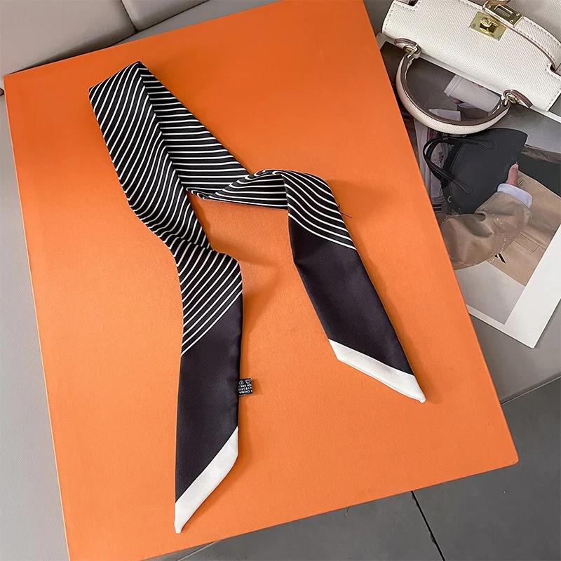 Fashion Skinny Silk Scarf for Women Fashion Hair Ribbons Headbands Bandana Female Bag Wrist Wrap Neckerchief Foulard Neck Ties