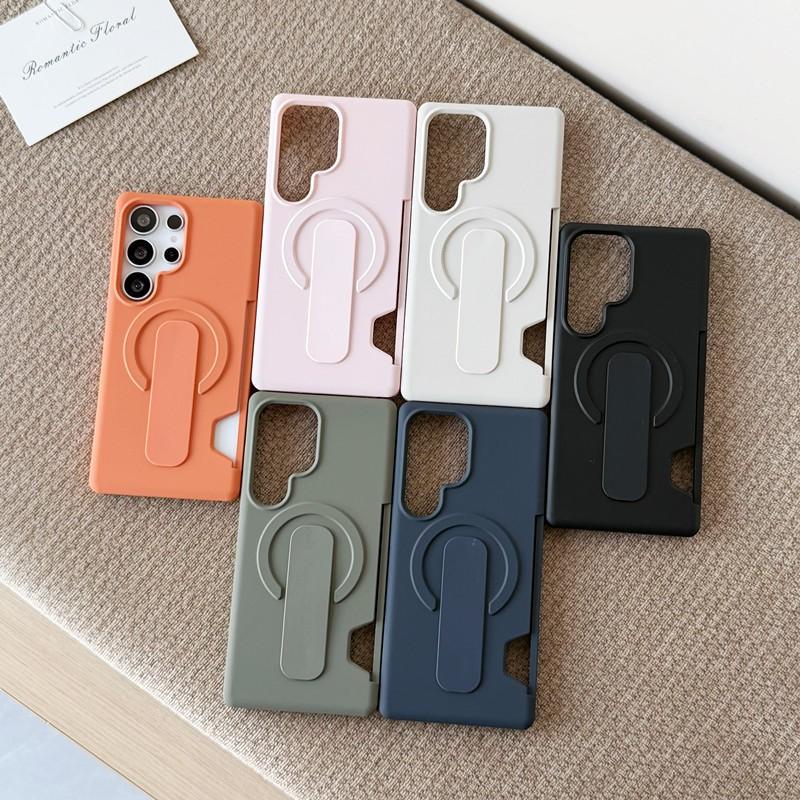 Magnetic Phone Case With Card Holder S26 Ultra S25 Plus S24 Slim Matte PC Cover