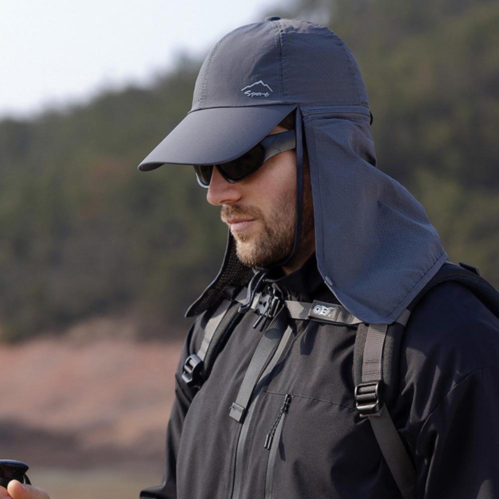 Simple Face Mask Man Sun Hat Wide Brim Breathable Summer Cover Face Cap Detachable Shawl Mesh Sun-cream Bucket Hat Unisex