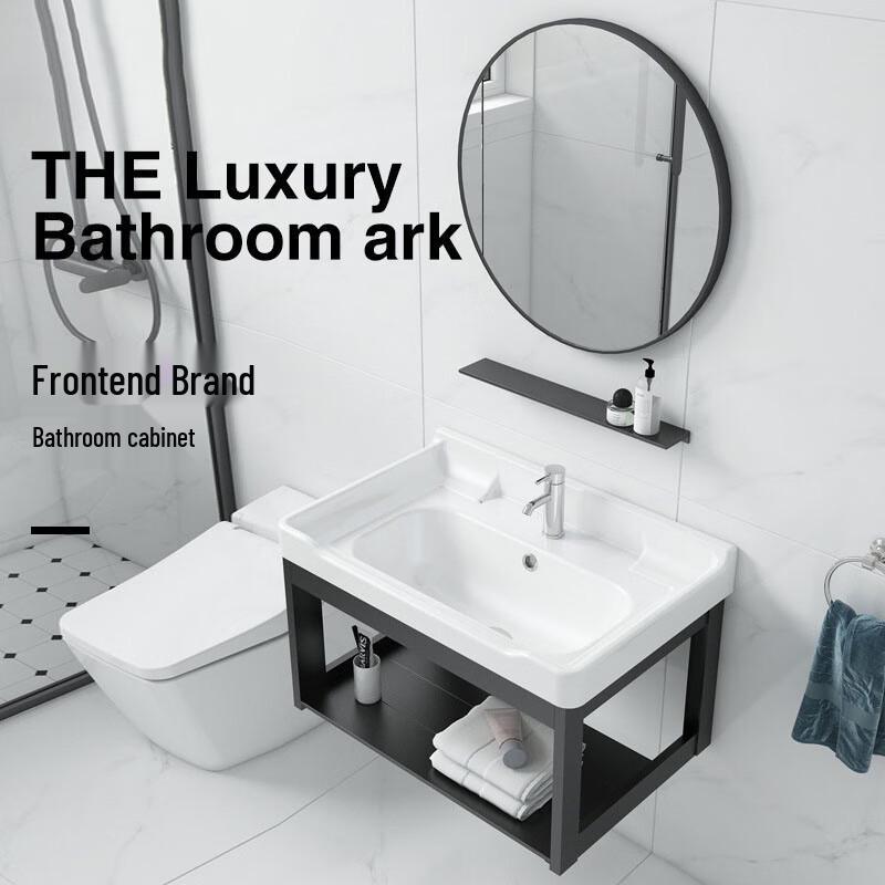 Bathroom Vanity with Ceramic Basin and Mirror Set