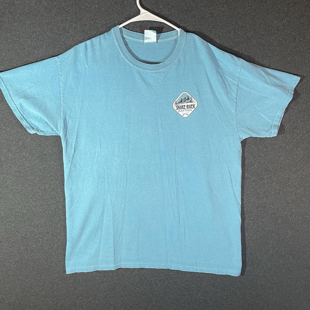 Vintage Snake River rafting Shirt men’s large Blue Outdoors Fishing Graphic