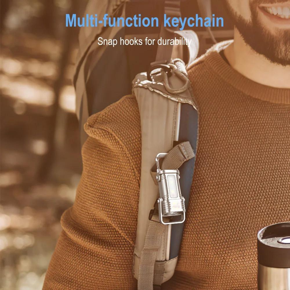Multifunctional Keychain Flashlights USB Rechargeable Mini Flashlight  Outdoor Hiking Camping