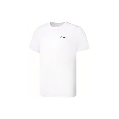 Футболка Li Ning Fitness Series SS23 с логотипом, однотонная, с круглым вырезом и коротким рукавом, мужские топы, белая ATST615-3