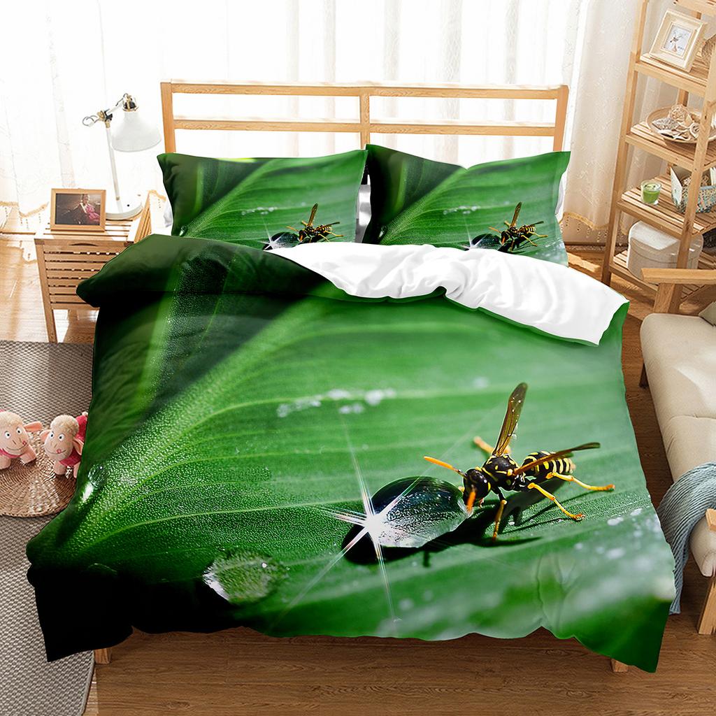 Пододеяльник с изображением паука и насекомых King Queen, комплект постельного белья с изображением милых микроскопических животных, пододеяльник из полиэстера