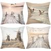 Seagull And Pier Windmill Printed Decorative Cushion Covers Polyester pillowcase, sofa decorative cushion cov Headboard Pillow