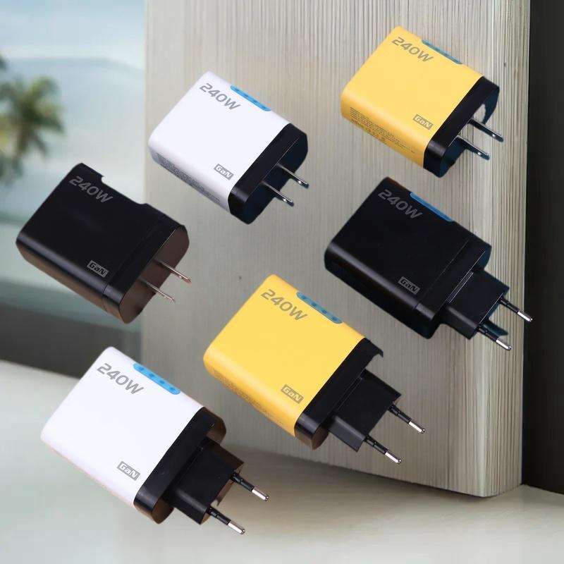 5-в-1 240 Вт GaN USB C Зарядное устройство с несколькими портами Высокоскоростной USB-адаптер для зарядки Быстрая зарядка Зарядное устройство для телефона Адаптер питания EU/US Штекер