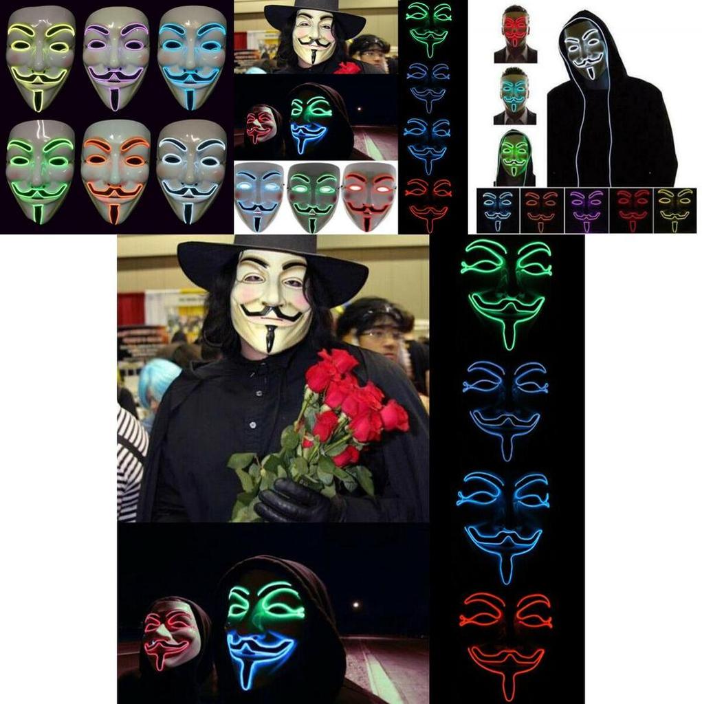 Stunning Led Light Up Mask For Halloween Featuring V For Vendetta Anonymous Design