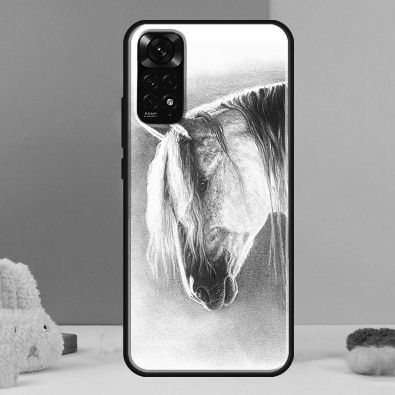 Чехол-скетч с лошадью для Xiaomi Redmi Note 14 13 12 Pro 11 9 10 9S 10S 11S 12S Redmi 14C 13C 10C 12C