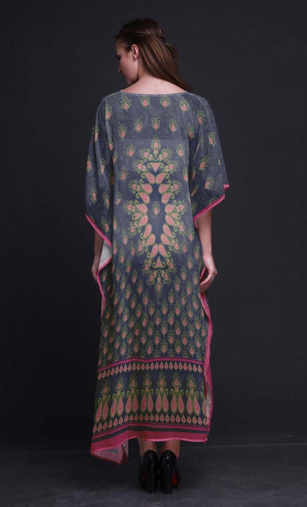 Phagun Floral & Paisley Ladies Kaftan Holiday Loungewear Maxi Dress Beach
