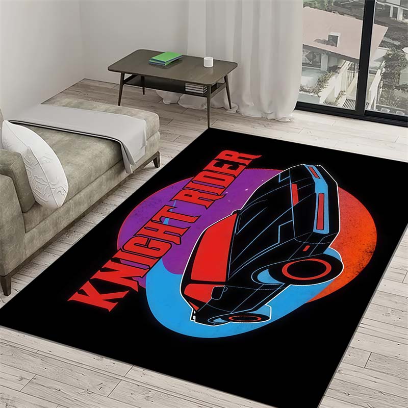 Knight Rider KITT Car Retro Print Area Rug, Non-Slip Soft Floor Mat for Living Room Bedroom, Vintage TV Series Home Decor Carpet