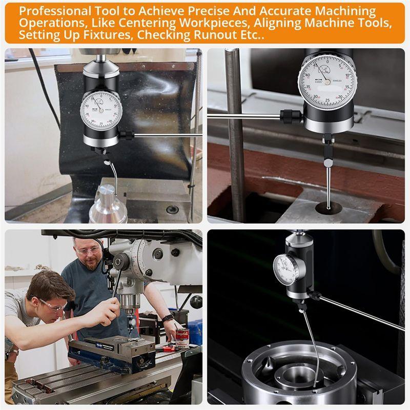 Coaxial Centering Indicator 0-0.15 In/0.0005 In Diameter Indicator Set Storage Box For Milling Machine Center Testdial