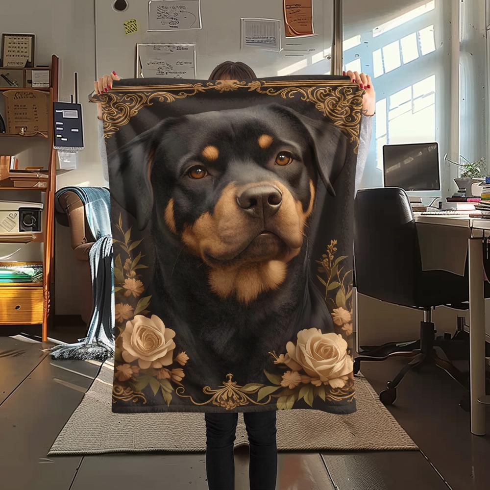 Colorful flowers and puppies Print Flannel Blanket,High quality Comfortable for All Seasons,Home Decor,Warmth and Comfort,Perfect for Christmas Gifts