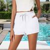 Women Shorts High Waist Adjustable Drawstring Summer Shorts with Pockets Solid Color Loose Fit Leisure