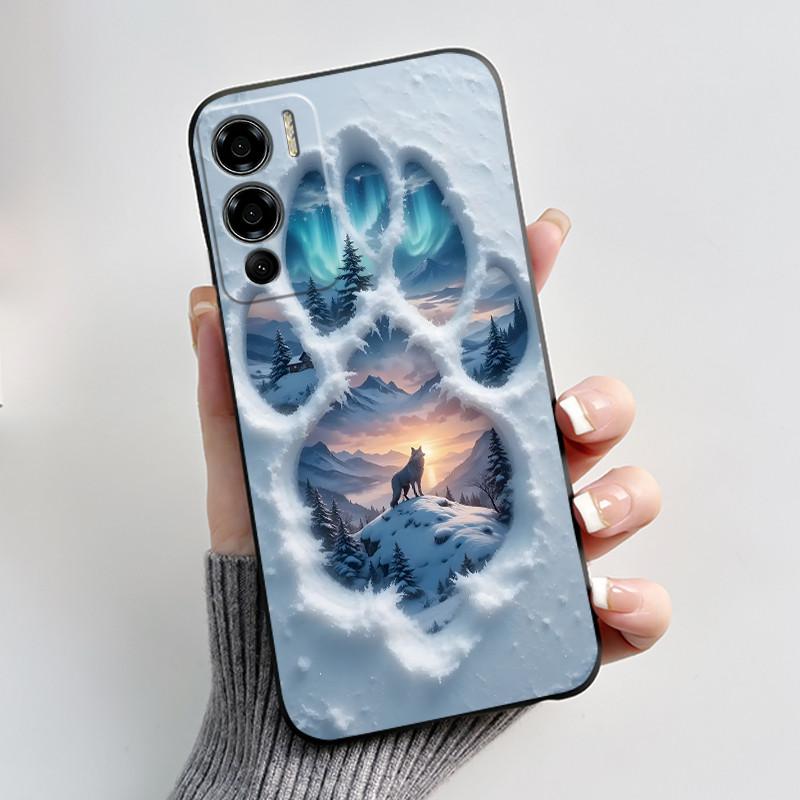 Shockproof Phone Case For Doogee N60 Pro Casing Soft Silicone Beautiful Aurora Snow Mountain Forest Pattern Black Cover