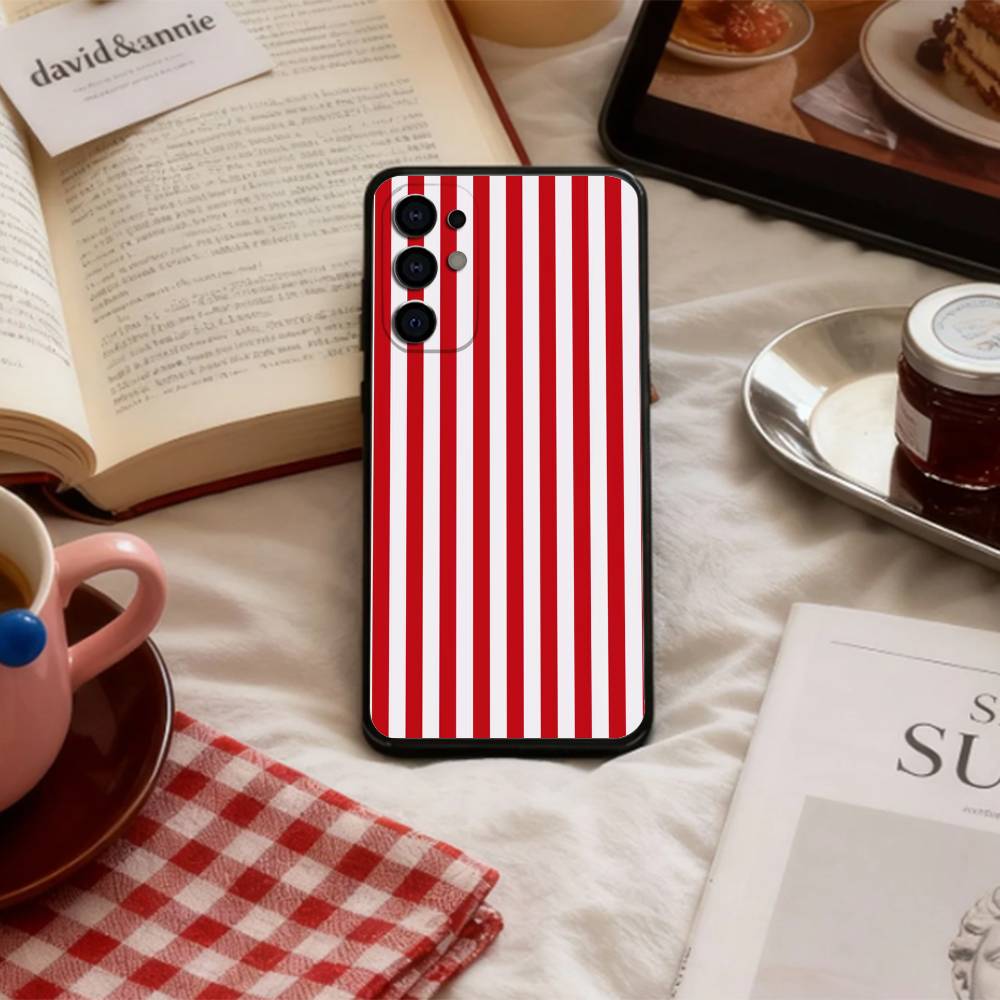 B-Burgundy W-White Stripe Phone Case For Samsung S 25,24,23,22,30,21,10,9,Ultra,Plus,Lite,FE,4,5 G Soft Black Case