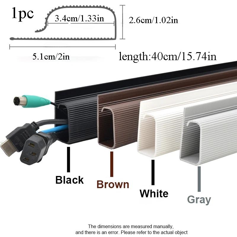 1pc 40cm/15.74in Self-Adhesive Cord Cable Organizer table wire trough Cord Cover Channel Cabled Raceway