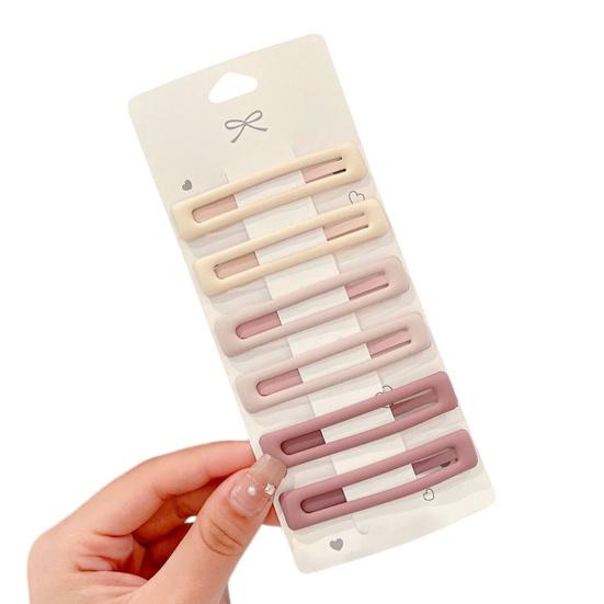 6Pcs Girl Hairpin Matte Color Rectangular Hair Clips Stable Non-Slip BB Clip Face Slimming Versatile Hair Styling
