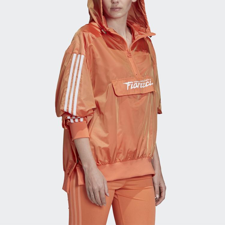 adidas Оригиналы X Fiorucci Коллаборация Ветровка с капюшоном на молнии до середины груди Женские куртки Кораллово-розовый FL4137