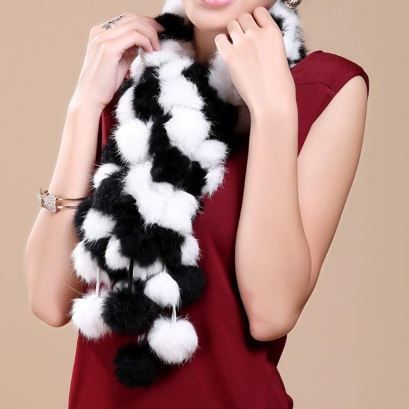 Women Winter Warm Rabbit Fur Scarf Hot Sale Natural Rabbit Fur Muffle Lady Scarves