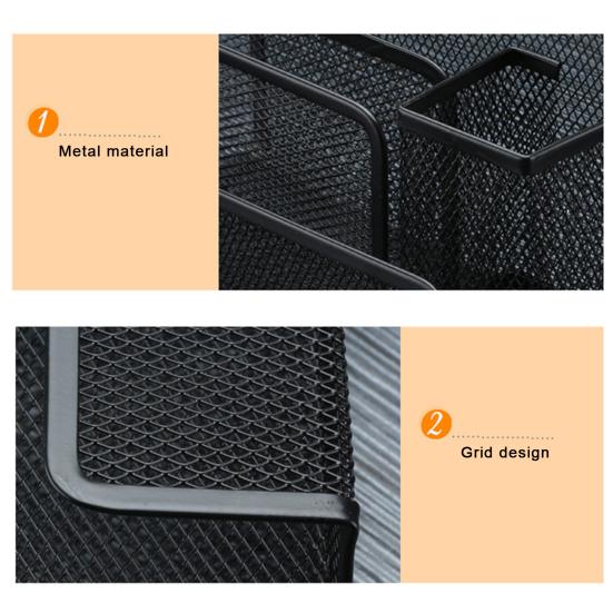 3-Tier Desktop Stacking File Holder Black Metal Mesh Mail Organizer Letter Holder Reinforced Design Space-Saving File Storage Rack for Desk Kitchen