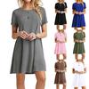 Women Fashion Large Size Solid Color Short Sleeve Bodycon Dress Loose Short Skirt Office Lady