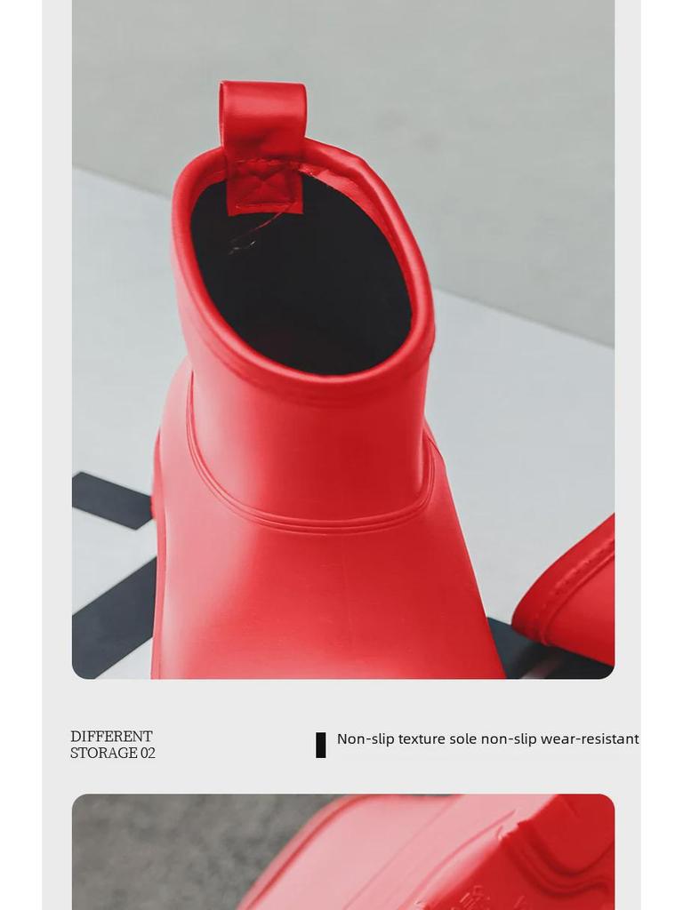 Korean Women's Waterproof, Non-Slip Rain Boots with Warm Cotton Lining & Thick Soles for Outdoor Camping