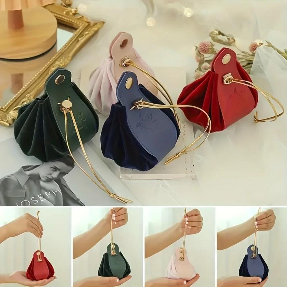 Drawstring Jewelry Storage Pouch Solid Color Velvet Drawstring Bag Jewelry Storage
