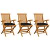 Day and Night - Day and Night Garden Chairs 3 Units Solid Teak Wood with Black Cushions