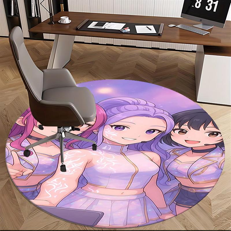 Kpop Girls Chair mat Round Rug-Office carpet, Machine Washable, Non-slip, Suitable for Living Rooms, Bedrooms, Entryways, and Holiday-themed