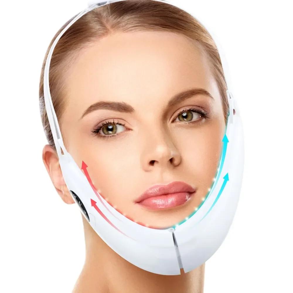 Лифтинг-пояс для лица Beauty LED Photon Therapy Face Slimming Vibration Massager Reduce Double Chin Anti Wrinkle Skin Firming