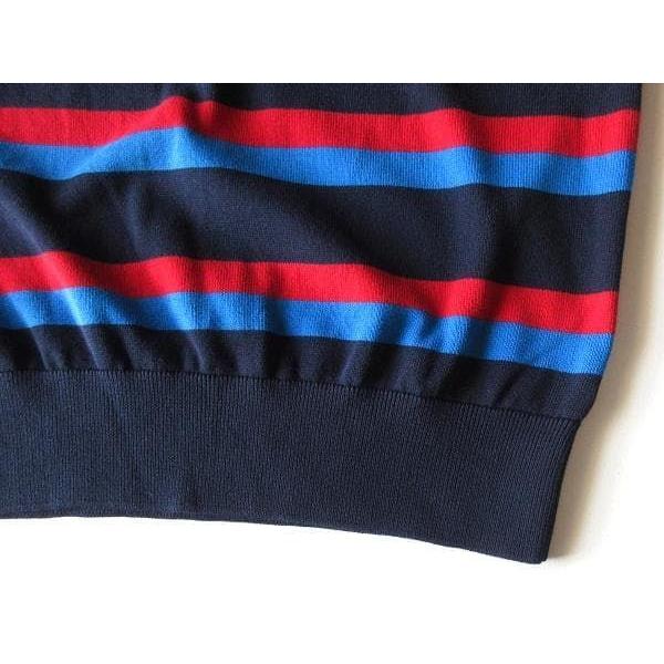 Б/у Хорошее состояние Сделано во Франции LACOSTE AH6788 Нашивка с логотипом-крокодилом Свитер с воротником-стойкой из органического хлопка Вязаный FR:3 США:S Темно-синий Синий Красный