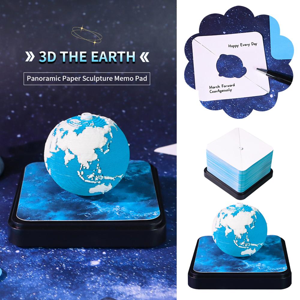 3D Time Piece Calendar 2026 3D Tear Away Earth Calendar Decoration, Paper Sculpture Non-stick Notes, Paper Carving Art Xmas Gift
