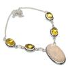 Fossil Coral, Citrine Gemstone 925 Sterling Silver Jewelry Necklace 18"