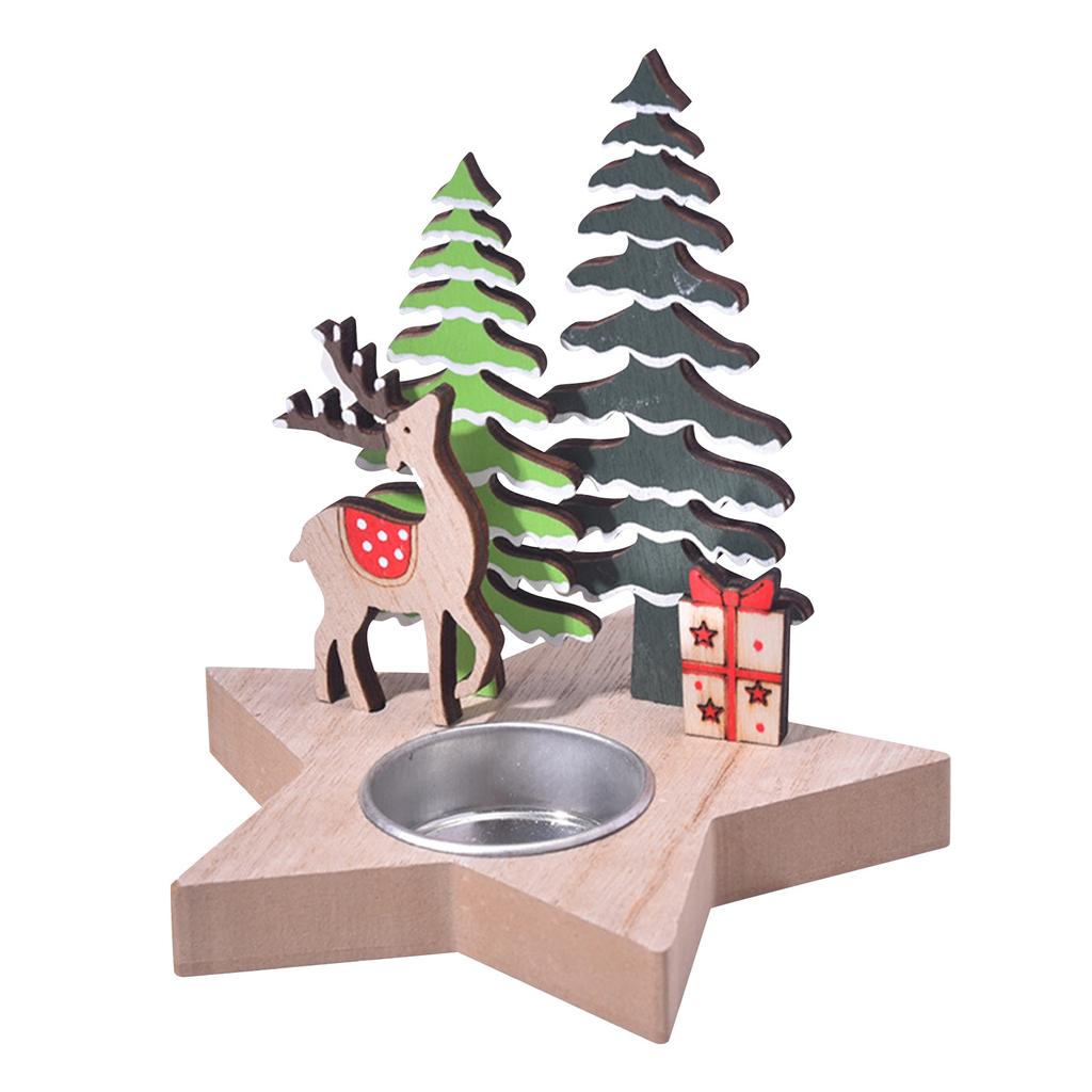 Рождественская деревянная подставка для свечей, украшение для рабочего стола