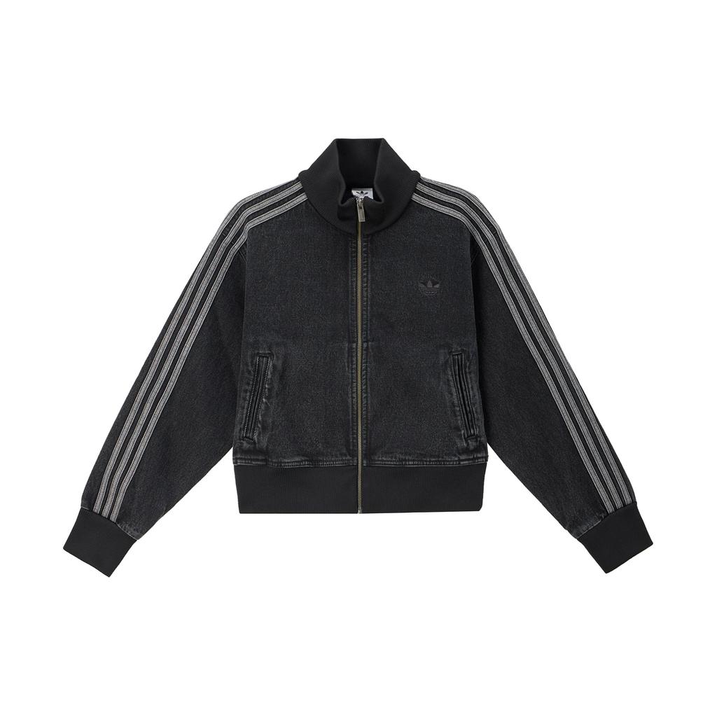 Adidas Womens Adicolor Denim Track Top True Black Denim Women Streetwear JD3110