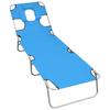 Loungers Folding Sun Lounger With Head Cushion Steel Turqoise Blue